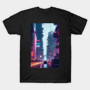 Abstract Cyberpunk City T-Shirt